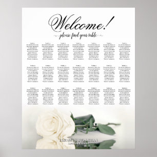 Poster Graphique de table Élégante Rose Blanche Ivoire po
