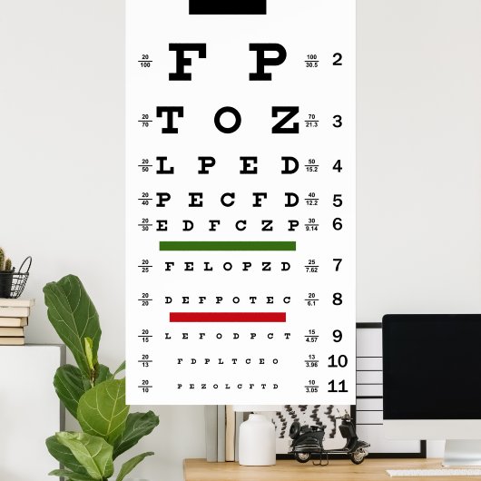POSTER GRAPHIQUE DE TEST DE VISION TRADITIONNEL (Bureau à domicile)
