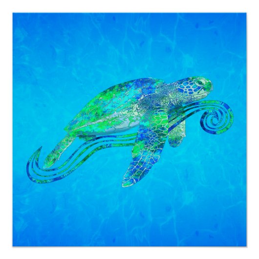 Poster Graphique de tortue marine (Devant)