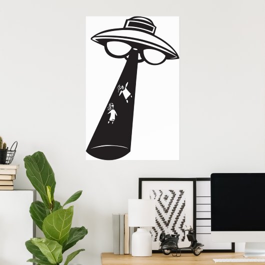 Poster Graphique d'enlèvement d'ovni rétro Alien Sci-Fi (Bureau à domicile)