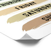 Poster Graphique des jours de la semaine aux tons de terr (Coin)