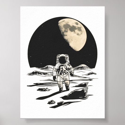 Poster Graphique d'exploration lunaire d'astronaute vinta (Devant)