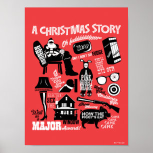 Poster Graphique d'icônes de l'histoire de Noël
