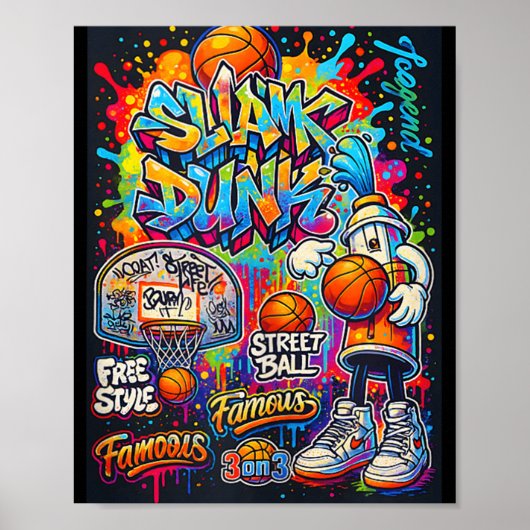 Poster Graphique d'illustration de style cool de basket-b (Devant)