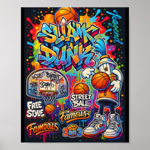 Poster Graphique d'illustration de style cool de basket-b
