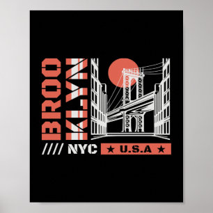 Poster Graphique du pont de Brooklyn NYC New York urbai