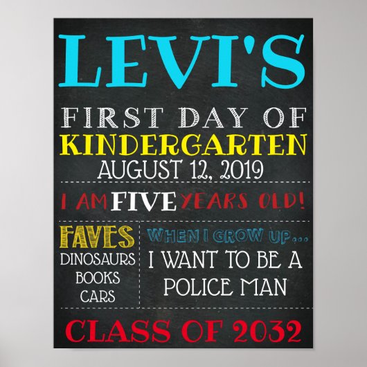 POSTER GRAPHIQUE DU PREMIER JOUR DE L'ÉCOLE (Devant)