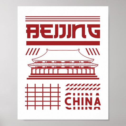 Poster Graphique du temple urbain de Pékin Chine (Devant)