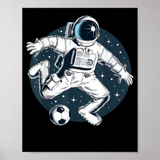 Poster Graphique d'un astronaute jouant au football dans (Devant)