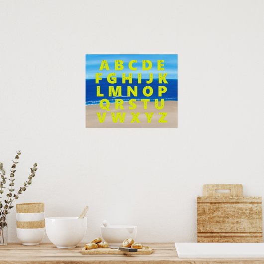 Poster Graphique en alphabet jaune Plage de sable Ocean S (Cuisine)
