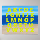 Poster Graphique en alphabet jaune Plage de sable Ocean S (Devant)