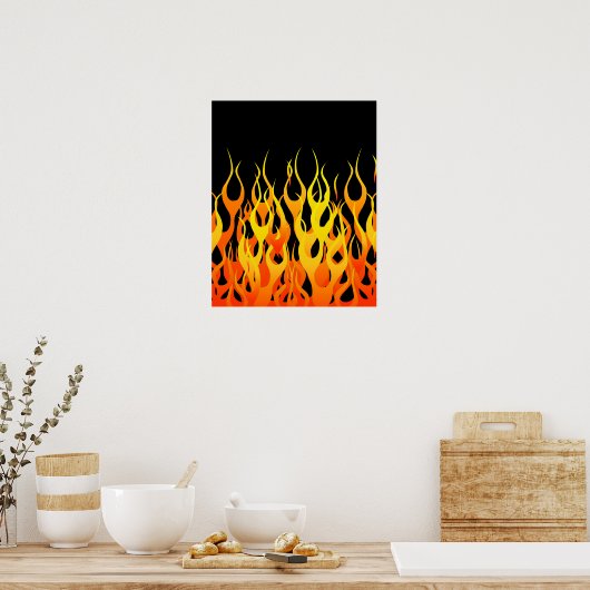 Poster Graphique Flames Hot Racing (Cuisine)