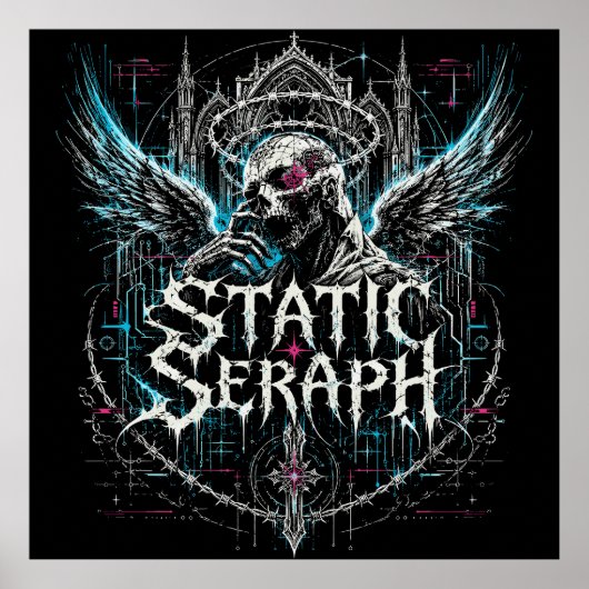 Poster Graphique gothique cyberpunk statique de Séraphin (Devant)