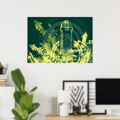 Poster Graphique Grunge City (Bureau à domicile)