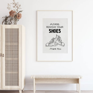 Poster Graphique illustré « Veuillez retirer vos chaussur