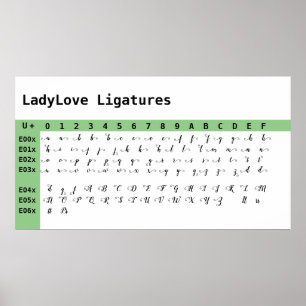 Poster Graphique Ligatures de polices LadyLove
