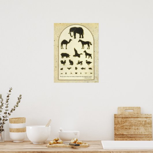 Poster Graphique Oeil animal ~ Citation Leonardo da Vinci (Cuisine)