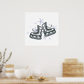 Poster graphique patins à glace et flocons de neige (Cuisine)