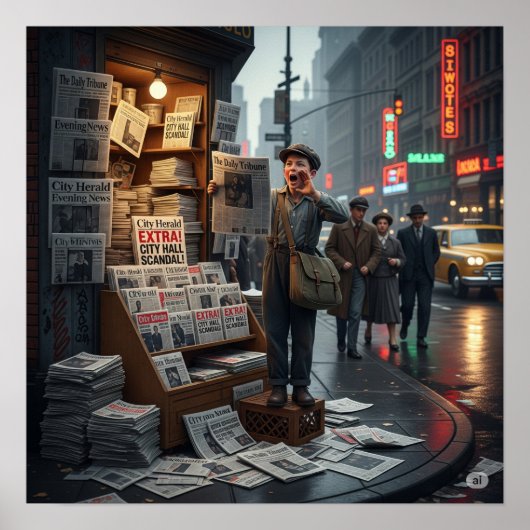 Poster Graphique Retro Newsstand (Devant)