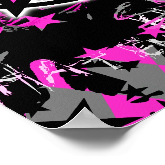 Poster Graphique rose étoile (Coin)