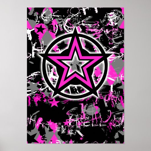 Poster Graphique rose étoile (Devant)
