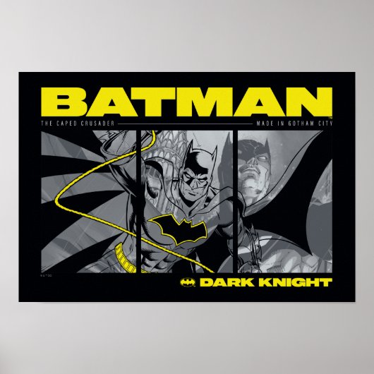 Poster Graphique triptyque de la bande dessinée de Batman (Devant)