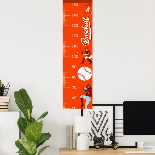 Poster Graphiques de croissance du thème de baseball (Bureau à domicile)