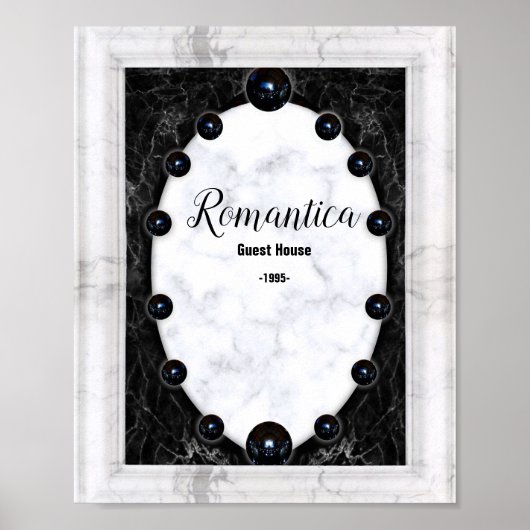 Poster Graphiques de la sphère de marbre blanc et noir (Devant)