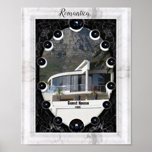 Poster Graphiques de la sphère de marbre blanc et noir (Devant)