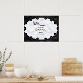 Poster Graphiques de la sphère de marbre blanc et noir (Cuisine)