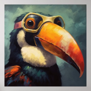 Poster Graphisme Aviateur Vintage Pilote Toucan