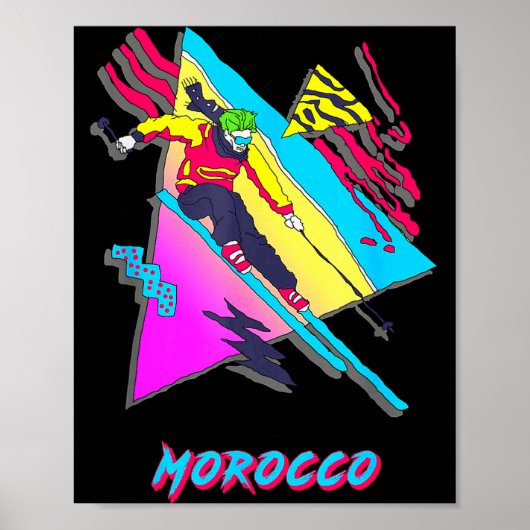 Poster Graphisme d'aventure de ski maroc vibrant (Devant)