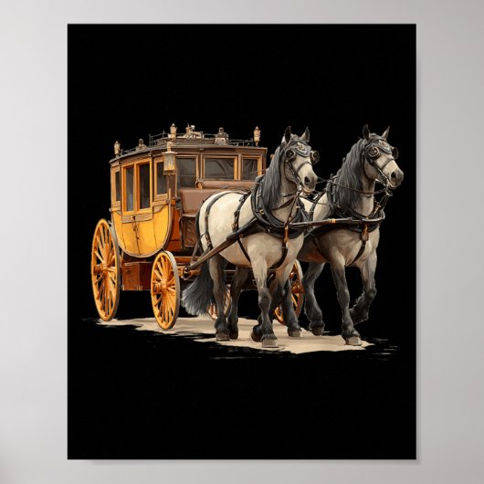 Poster Graphisme de beau carrosse à chevaux pour garçons (Devant)
