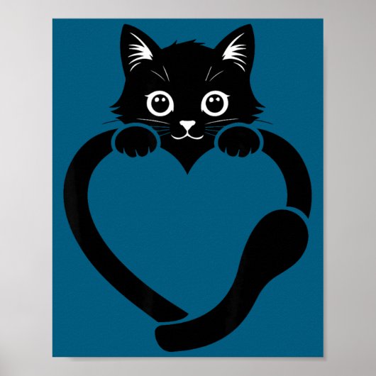 Poster Graphisme de chat cœur amour chat mignon (Devant)