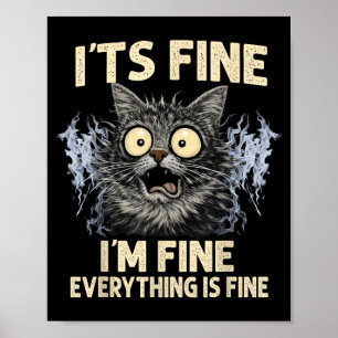Poster Graphisme de chat drôle hommes femmes enfants mème