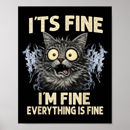 Poster Graphisme de chat drôle hommes femmes enfants mème (Devant)