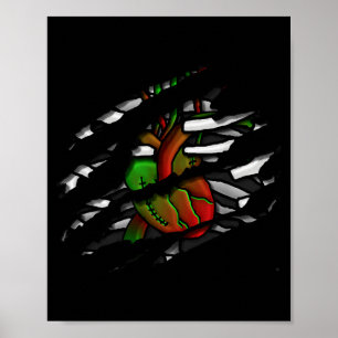 Poster Graphisme de cœur et d'os de zombie