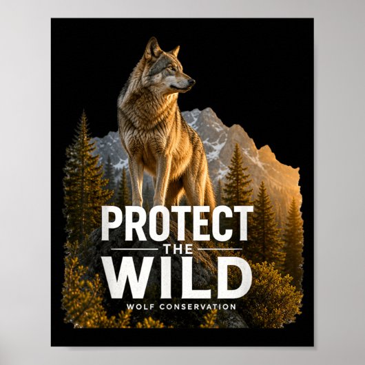 Poster Graphisme de faune sauvage Loup Conservation de la (Devant)