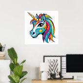 Poster Graphisme de licorne mignonne dessin (Bureau à domicile)