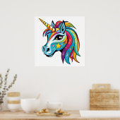 Poster Graphisme de licorne mignonne dessin (Cuisine)