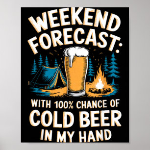 Poster Graphisme de montagne de camping de bière froide