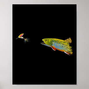 Poster Graphisme de pêche à la mouche pour l'omble de fon