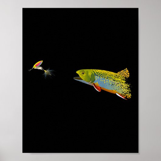 Poster Graphisme de pêche à la mouche pour l'omble de fon (Devant)
