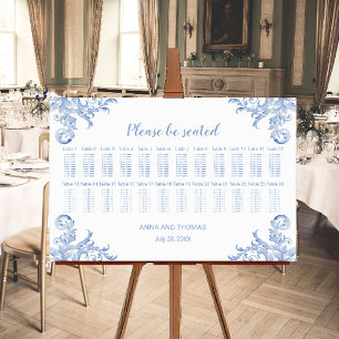 Poster Graphisme de plan de table à motif floral aquarell