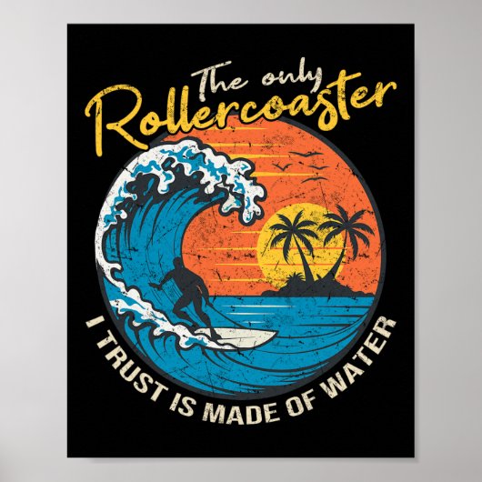 Poster Graphisme de surf de grande vague pour surfeur M (Devant)