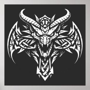 Poster    Graphisme de tête de démon tribal par BurnsInHe