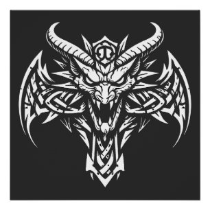 Poster    Graphisme de tête de démon tribal par BurnsInHe