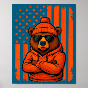 Poster Graphisme d'ours vintage pour hommes femmes garçon