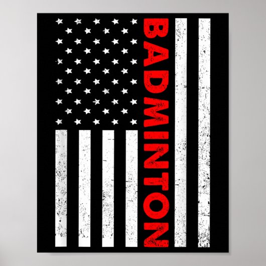 Poster Graphisme Drapeau États-Unis Badminton Joueur de B (Devant)
