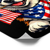 Poster Graphisme drôle de corgi patriotique avec drapeau (Coin)